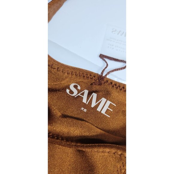 SAME Los Angeles Swim Bikini Set 2Pc Strapless Top High Weist Bottom Brown SZ XS - Picture 2 of 8